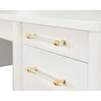 Contemporary Half-Pedestal Desk, Office Desk, Accent Desk, White