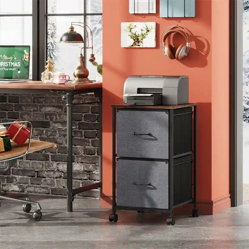 2 Drawer Mobile File Cabinet - 15.7D x 15.4W x 26.8H