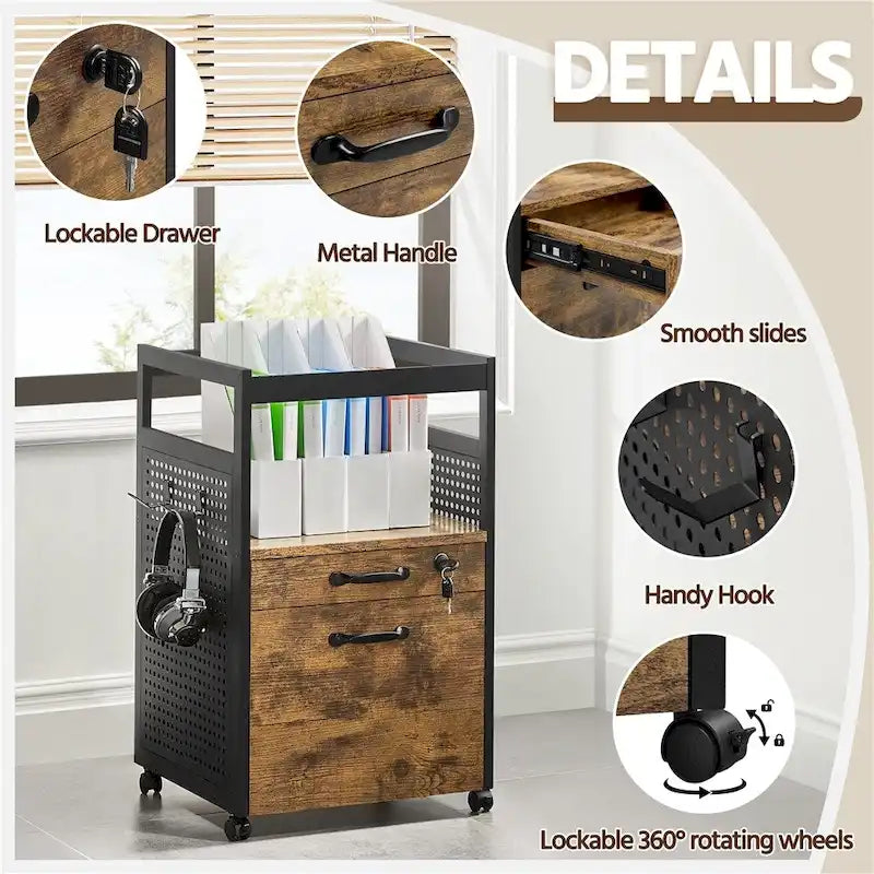 Yaheetech Office File Cabinet with Open Storage Shelf Mobile File Cart