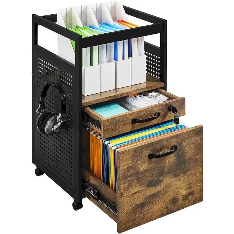 Yaheetech Office File Cabinet with Open Storage Shelf Mobile File Cart