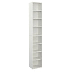 8-Tier Media Tower Rack, CD DVD Slim Storage Cabinet with Adjustable Shelves, Tall Narrow Bookcase Display Bookshelf