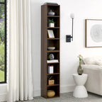 8-Tier Media Tower Rack, CD DVD Slim Storage Cabinet with Adjustable Shelves, Tall Narrow Bookcase Display Bookshelf