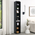 8-Tier Media Tower Rack, CD DVD Slim Storage Cabinet with Adjustable Shelves, Tall Narrow Bookcase Display Bookshelf