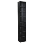 8-Tier Media Tower Rack, CD DVD Slim Storage Cabinet with Adjustable Shelves, Tall Narrow Bookcase Display Bookshelf