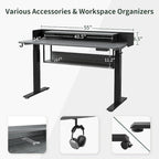 FEZIBO Electric Standing Desk with Shelves, Sit Stand Rising Desk with Monitor Stand and Storage, Ergonomic Home Office Desk