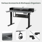 FEZIBO Electric Standing Desk with Shelves, Sit Stand Rising Desk with Monitor Stand and Storage, Ergonomic Home Office Desk