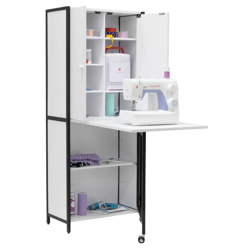Craft Armoire with Folding Desktop for Crafts, Sewing, Home or Office