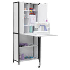 Craft Armoire with Folding Desktop for Crafts, Sewing, Home or Office