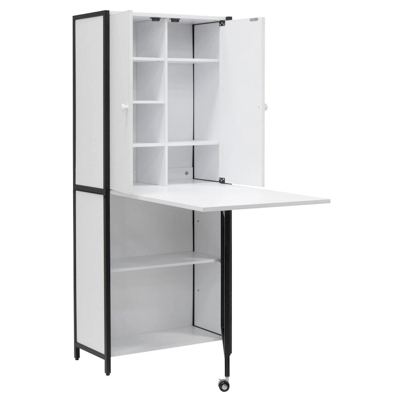 Craft Armoire with Folding Desktop for Crafts, Sewing, Home or Office