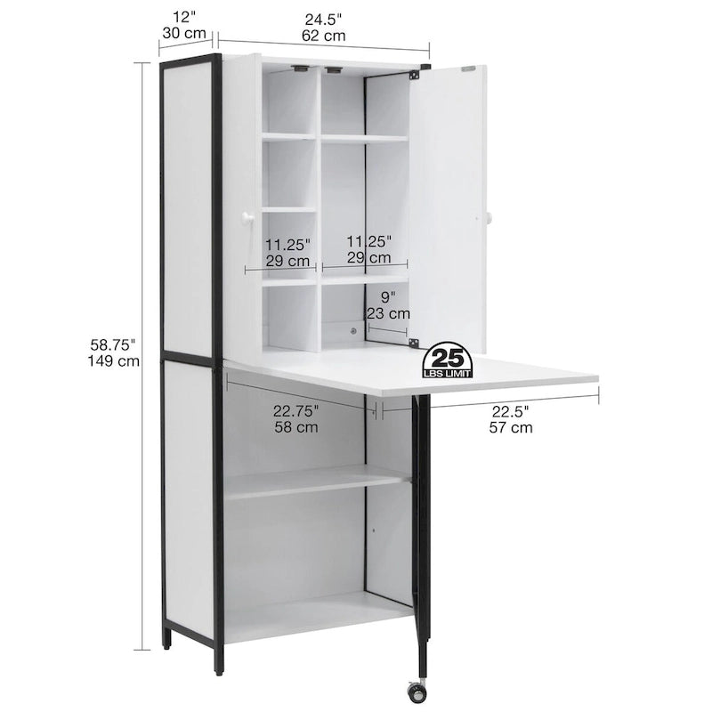 Craft Armoire with Folding Desktop for Crafts, Sewing, Home or Office