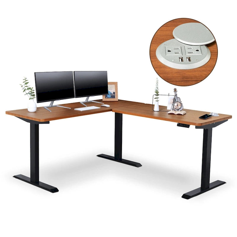 BRODAN Electric Standing Desk, Adjustable Height Office Desk, L Shape