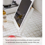 Yamazaki Home Tablet and Cookbook Stand, Steel and Wood, Holds 4.4 lbs - L 7.28 x W 7.68 x H 7.87 inches