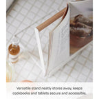Yamazaki Home Tablet and Cookbook Stand, Steel and Wood, Holds 4.4 lbs - L 7.28 x W 7.68 x H 7.87 inches