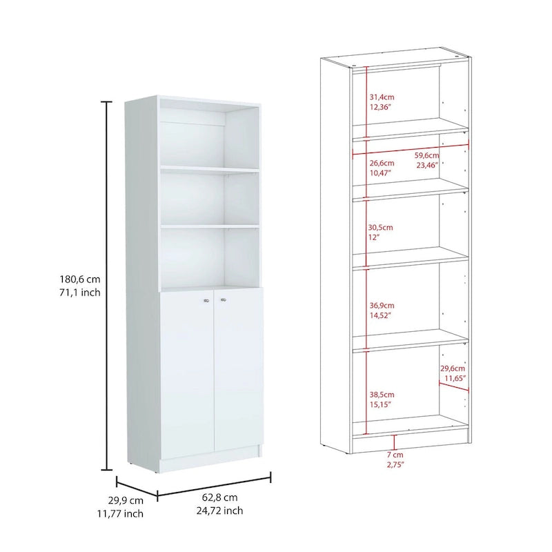 Kenyon 74 Wide 5-Shelf Double Cabinet Bookcase Set of 3