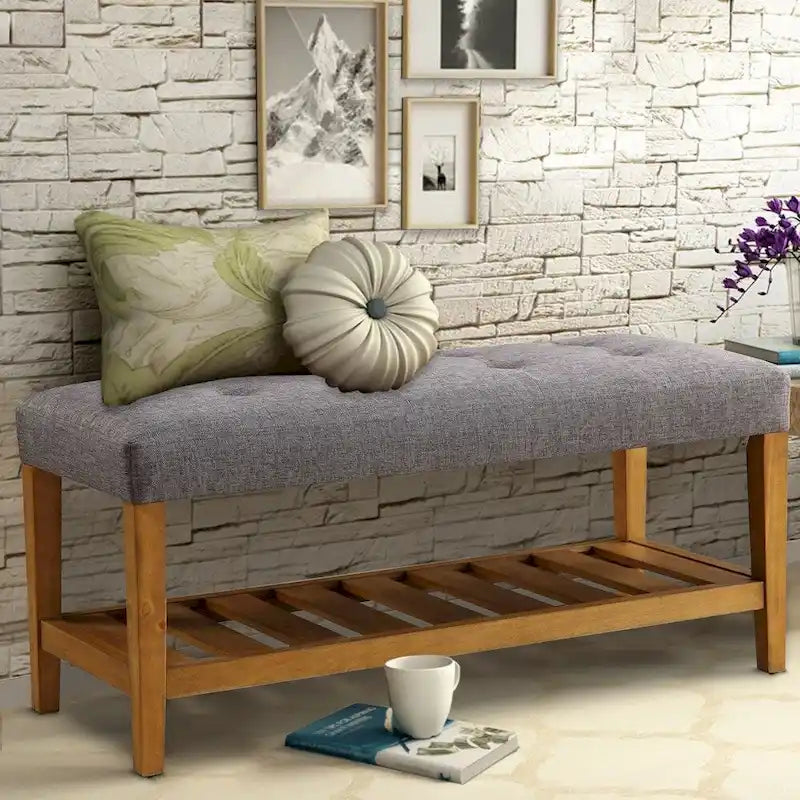Wooden Bench, Gray & Oak