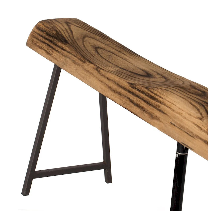 Rustic Carved Wood Natural Log Accent Bench