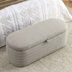 Storage Ottoman Bench Upholstered Storage Bench End of Bed Stool w/Safety Hinge