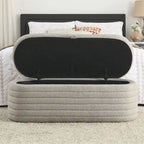 Storage Ottoman Bench Upholstered Storage Bench End of Bed Stool w/Safety Hinge