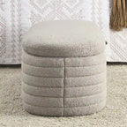 Storage Ottoman Bench Upholstered Storage Bench End of Bed Stool w/Safety Hinge