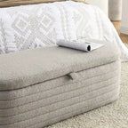 Storage Ottoman Bench Upholstered Storage Bench End of Bed Stool w/Safety Hinge