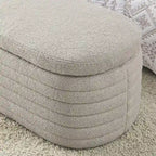 Storage Ottoman Bench Upholstered Storage Bench End of Bed Stool w/Safety Hinge