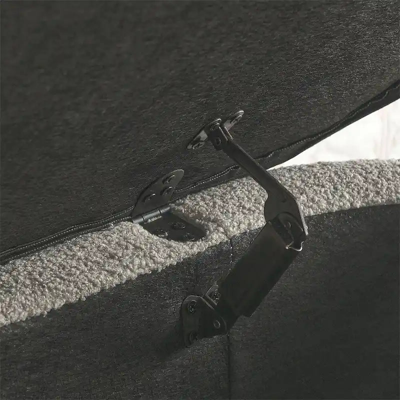 Storage Ottoman Bench Upholstered Storage Bench End of Bed Stool w/Safety Hinge