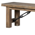 Acacia Wood Bench with Thick Block Legs, Brown