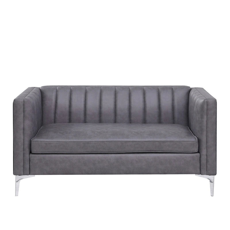 Morden Fort Modern 2 Pieces Sofa Set Loveseat and Sofa Couch with Technology Fabric and Metal Legs
