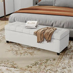 Tufted Linen Fabric Storage Bench by Harper&Bright Designs