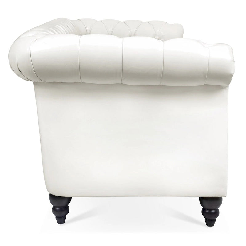 Cream 84.65  Traditional Chesterfield 3 Seater Sofa, PU Leather