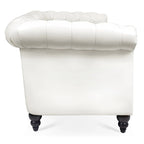 Cream 84.65  Traditional Chesterfield 3 Seater Sofa, PU Leather