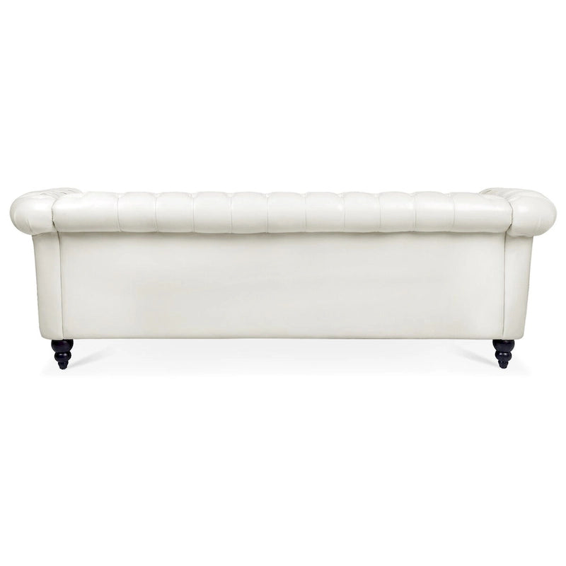 Cream 84.65  Traditional Chesterfield 3 Seater Sofa, PU Leather