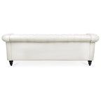 Cream 84.65  Traditional Chesterfield 3 Seater Sofa, PU Leather