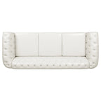 Cream 84.65  Traditional Chesterfield 3 Seater Sofa, PU Leather