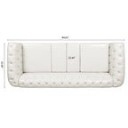Cream 84.65  Traditional Chesterfield 3 Seater Sofa, PU Leather