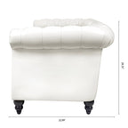 Cream 84.65  Traditional Chesterfield 3 Seater Sofa, PU Leather