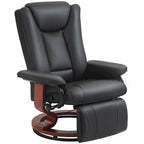 HOMCOM Swivel Recliner Chair, PU Leather Reclining Chair for Living Room, Modern Recliner Sofa with Footrest