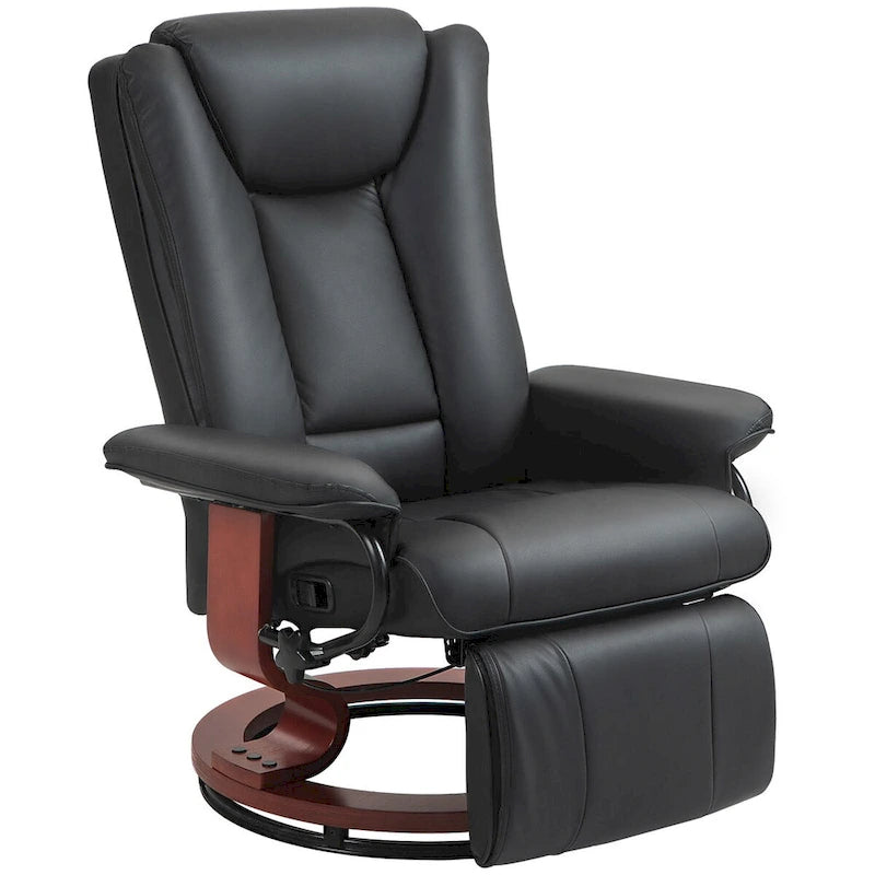 HOMCOM Swivel Recliner Chair, PU Leather Reclining Chair for Living Room, Modern Recliner Sofa with Footrest