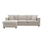 Modern Sectional Sofa,L-shaped Couch Set with 2 Free pillows,4-seat Polyester Fabric Couch Set with Convertible Ottoman