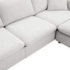 Modern Sectional Sofa,L-shaped Couch Set with 2 Free pillows,4-seat Polyester Fabric Couch Set with Convertible Ottoman