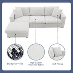 Modern Sectional Sofa,L-shaped Couch Set with 2 Free pillows,4-seat Polyester Fabric Couch Set with Convertible Ottoman
