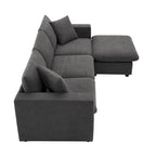 Modern Sectional Sofa,L-shaped Couch Set with 2 Free pillows,4-seat Polyester Fabric Couch Set with Convertible Ottoman