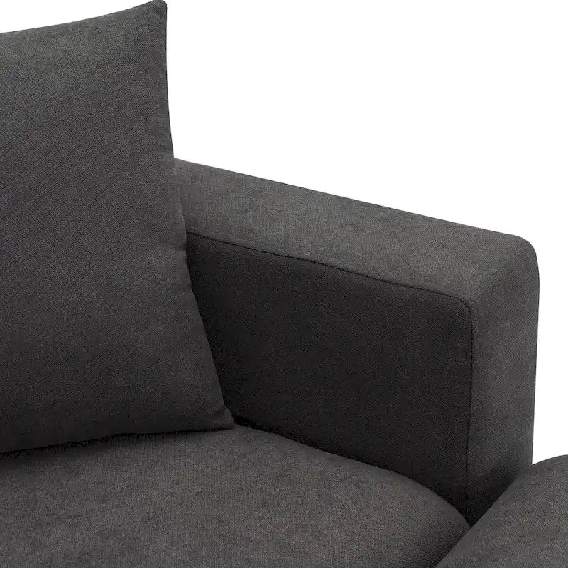 Modern Sectional Sofa,L-shaped Couch Set with 2 Free pillows,4-seat Polyester Fabric Couch Set with Convertible Ottoman