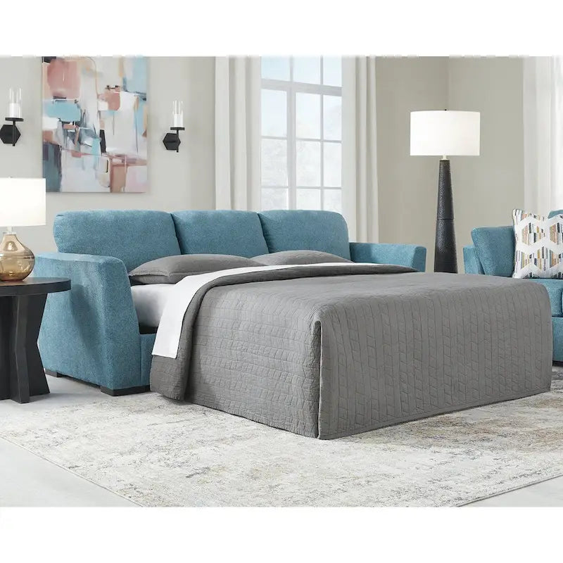 Signature Design by Ashley Keerwick Teal Queen Sofa Sleeper - 94  W x 41  D x 39  H