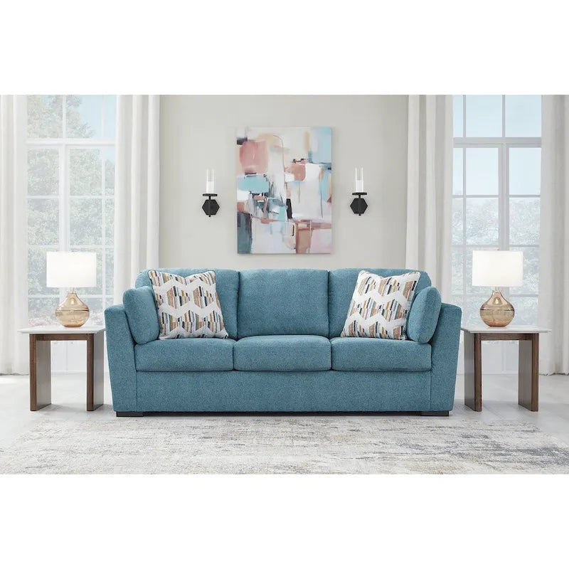 Signature Design by Ashley Keerwick Teal Queen Sofa Sleeper - 94  W x 41  D x 39  H