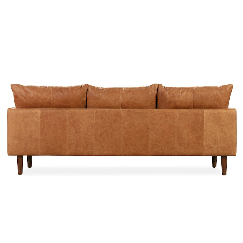 88" Italian Leather Sofa with Walnut Legs - 3 Seater