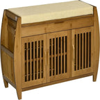 Shoe Bench with Storage Cabinets - 12.5D x 40.25W x 18.25H