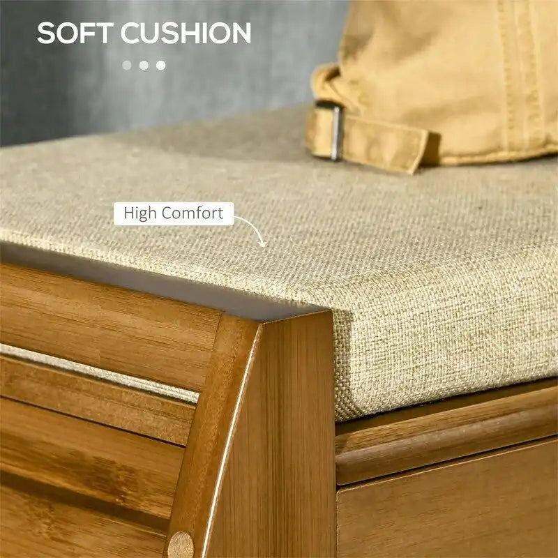 Shoe Bench with Storage Cabinets - 12.5D x 40.25W x 18.25H