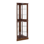 Corner Curio Dispaly Cabinet with Lights, Adjustable Tempered Glass Shelves, Mirrored Back