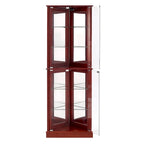 Corner Curio Dispaly Cabinet with Lights, Adjustable Tempered Glass Shelves, Mirrored Back